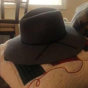 Grey wide brim fedora